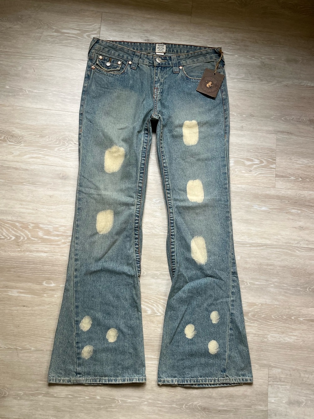 True Religion Vintage Distressed Blue Flare Jeans